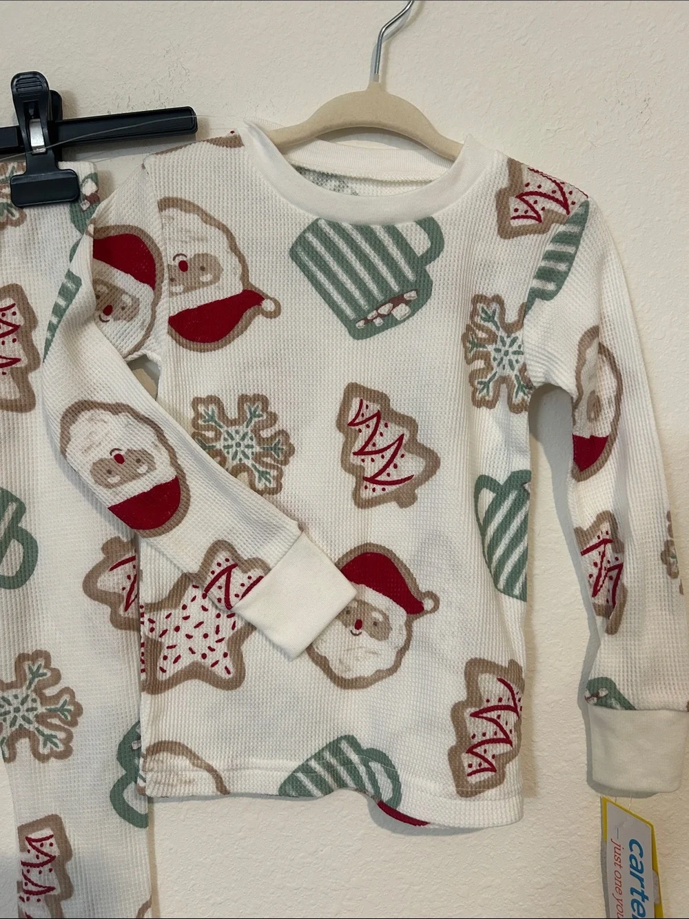Kids Holiday Santa & Cookies Pajama Set - White